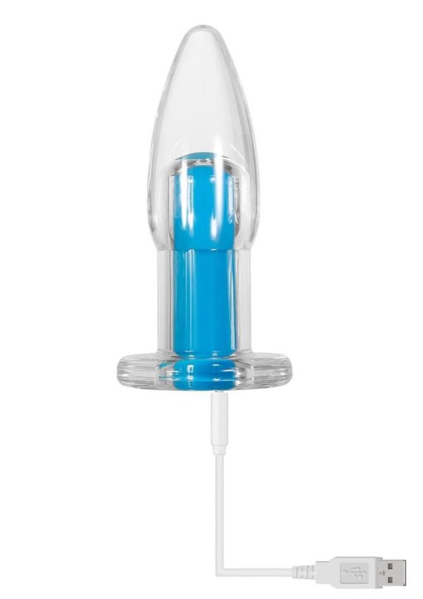 Gender X Electric Blue Silicone Rechargeable Vibrator with Remote Control - Clear/ Blue