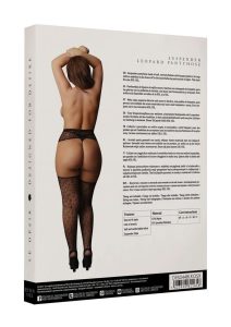Le Desir Suspender Leopard Pantyhose - Queen - Black