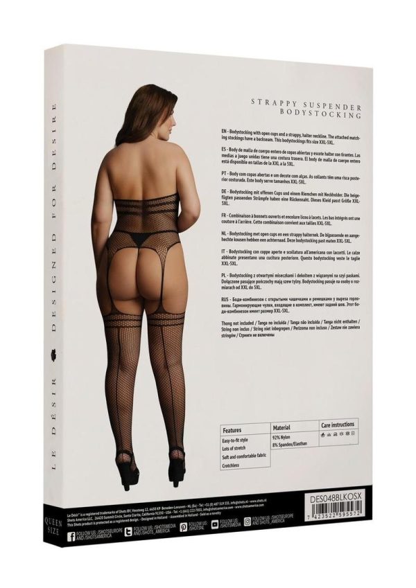 Le Desir Strappy Suspender Bodystocking - Queen - Black