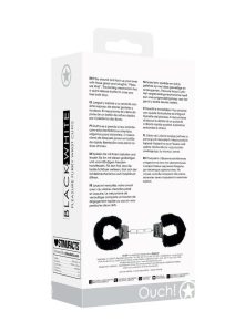 Ouch! Beginner`s Furry Hand Cuffs with Quick Release Button - Black
