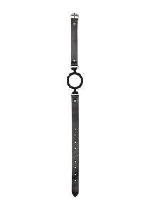 Ouch! Silicone Ring Gag with Adjustable Bonded Leather Straps - Black