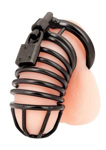 Blue Line Deluxe Chastity Cage - Black