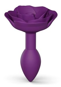 Open Roses Silicone Anal Plug - Small - Purple Rain