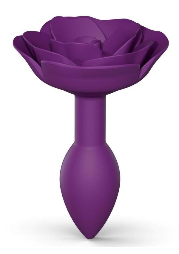 Open Roses Silicone Anal Plug - Small - Purple Rain