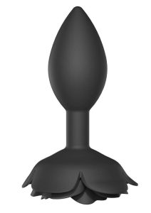 Open Roses Silicone Anal Plug - Large - Black Onyx