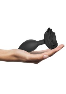 Open Roses Silicone Anal Plug - Large - Black Onyx