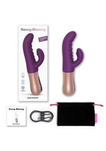 Sassy Bunny Dual Motor Rechargeable Silicone Thrusting Rabbit Vibrator - Purple Rain