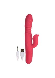 Princess Passion Heat Rechargeable Silicone Warming Vibrator with Clitoral Wheel - Coral
