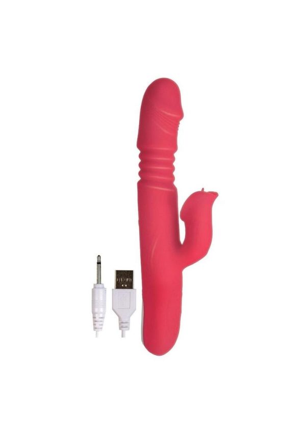 Princess Passion Heat Rechargeable Silicone Warming Vibrator with Clitoral Wheel - Coral