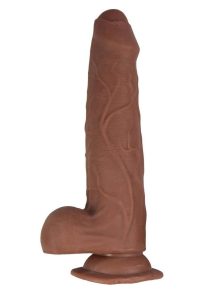 Realcocks Dual Layered Uncut Slider Thin Tip Dildo 8.5in - Caramel