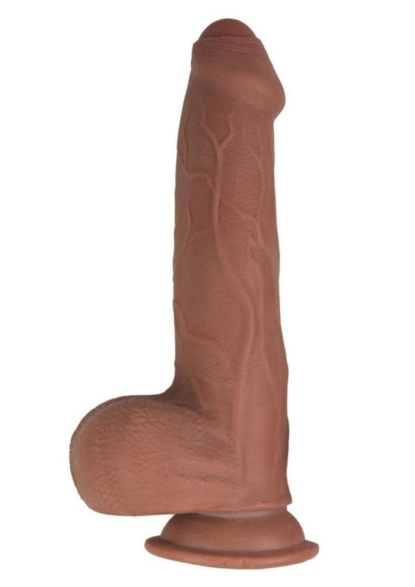 Realcocks Dual Layered Uncut Slider Fat Dick Dildo 9in - Caramel