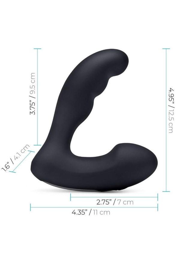 Blue Line Prober Silicone Rechargeable Dual Vibrating Prostate Stimulator with Remote Control - Black