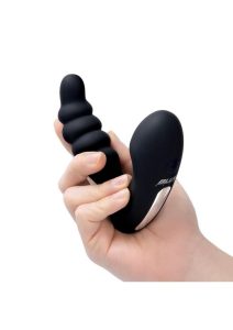 Blue Line Prodder Silicone Rechargeable Sphincter Training Prostate Stimulator with Remote Control - Black