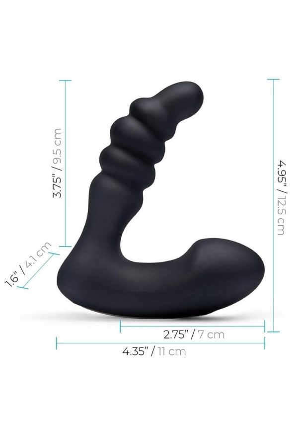Blue Line Prodder Silicone Rechargeable Sphincter Training Prostate Stimulator with Remote Control - Black