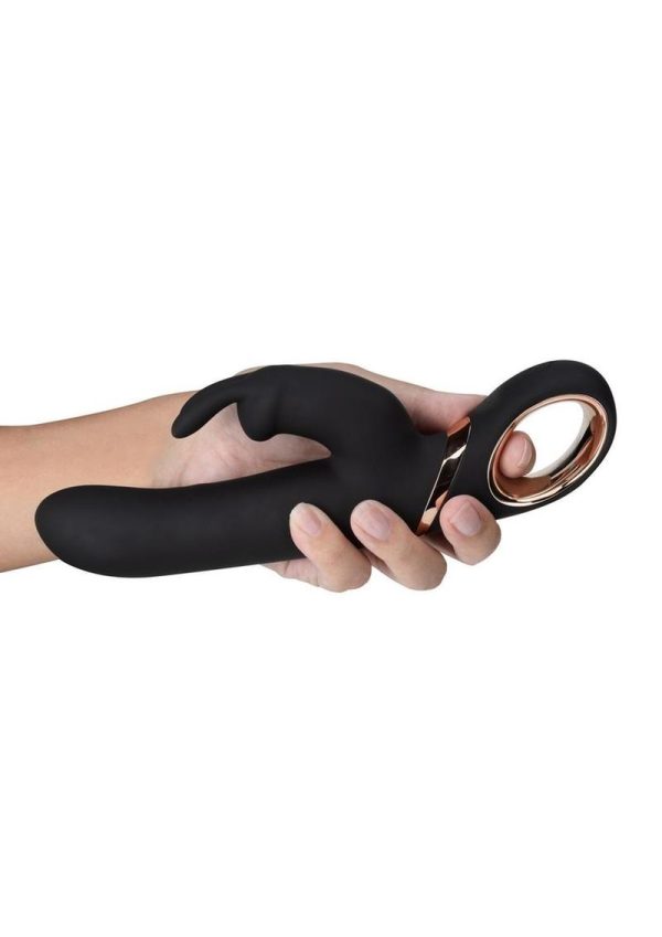 Blush Victoria Rechargeable Silicone Rabbit Vibrator - Black