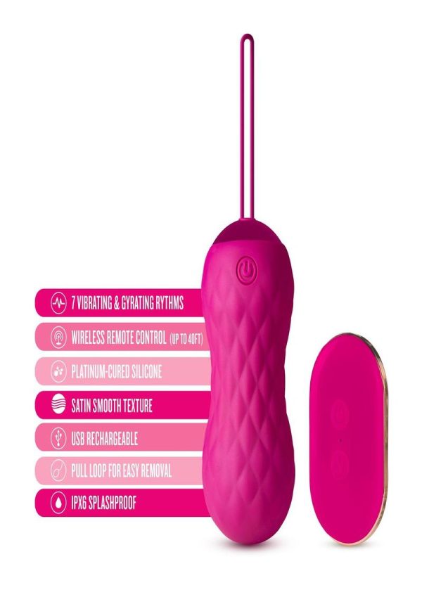 Blush Carina Rechargeable Silicone Vibrating Egg with Remote Control - Velvet Fuchsia