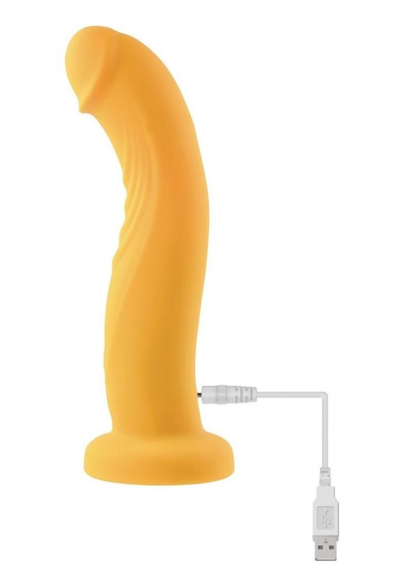 Gender X Sweet Embrace Rechargeable Silicone Dual Vibrating Strap-On with Remote Control - Yellow/Black