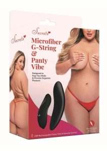 Secrets Rechargeable Silicone Microfiber G-String and Panty Vibe with Remote Control - Plus Size - Red