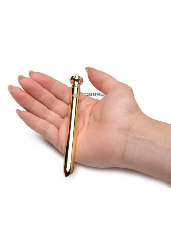 Charmed Rechargeable Stainless Steel 7X Vibrating Necklace - Gold