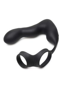 Swell Rechargeable Silicone Inflatable 10X Vibrating Prostate Plug with Cock and Ball Ring and Remote Control - Black