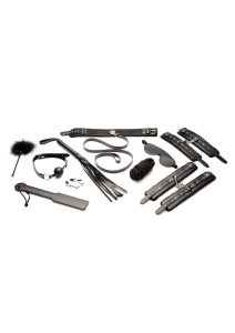 Master Series Hook Up Plush Bondage Set (10 Piece) - Black