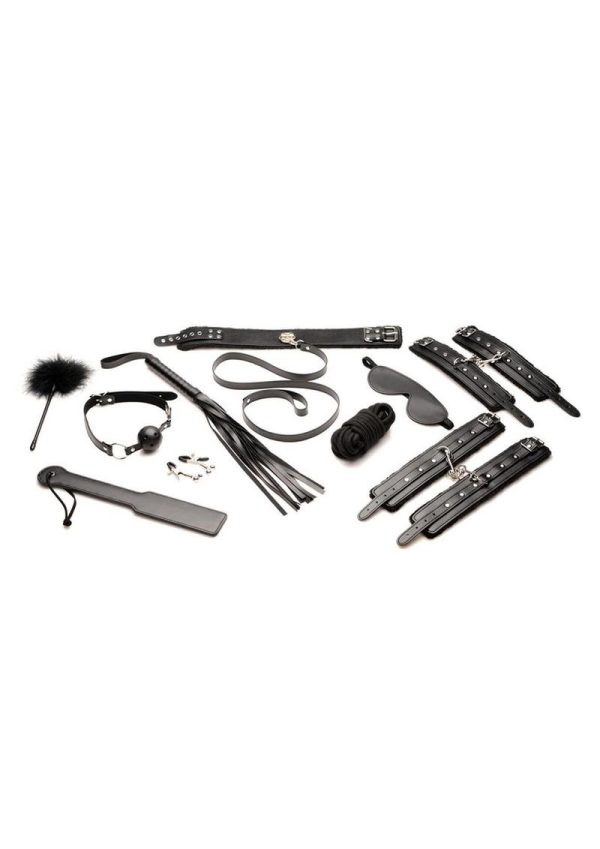 Master Series Hook Up Plush Bondage Set (10 Piece) - Black