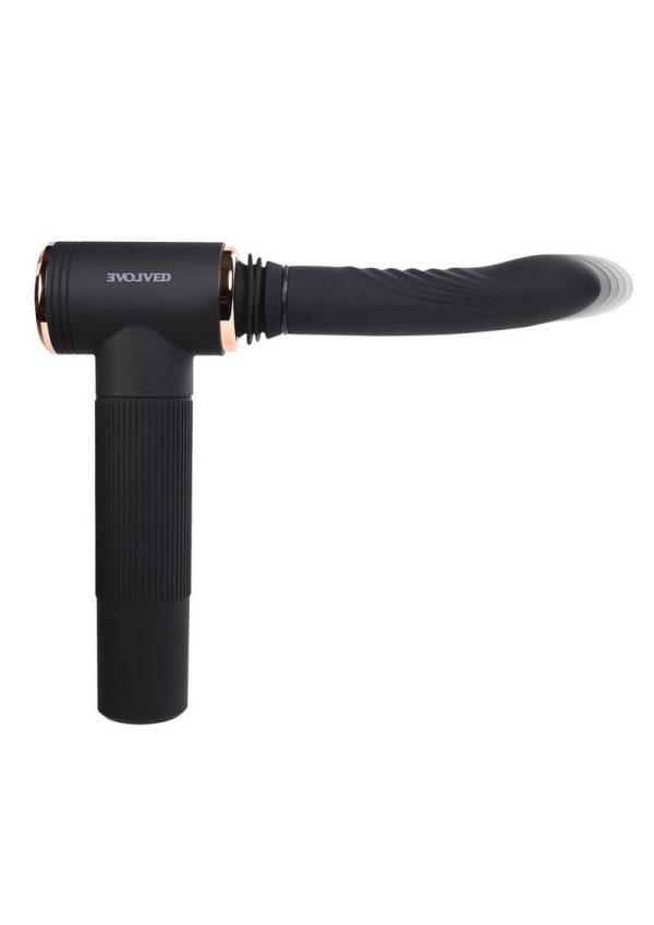 Too Hot to Handle Rechargeable Silicone Thrusting Vibrator with Suction Cup - Black
