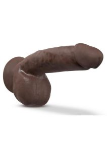 Dr. Skin Plus Gold Collection Thick Posable Dildo with Squeezable Balls 8in - Chocolate