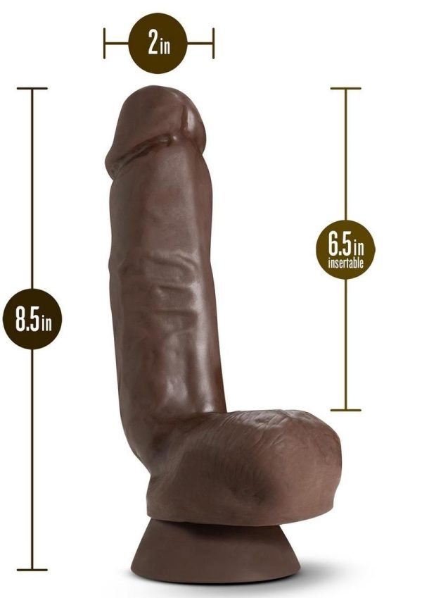 Dr. Skin Plus Gold Collection Thick Posable Dildo with Squeezable Balls 8in - Chocolate