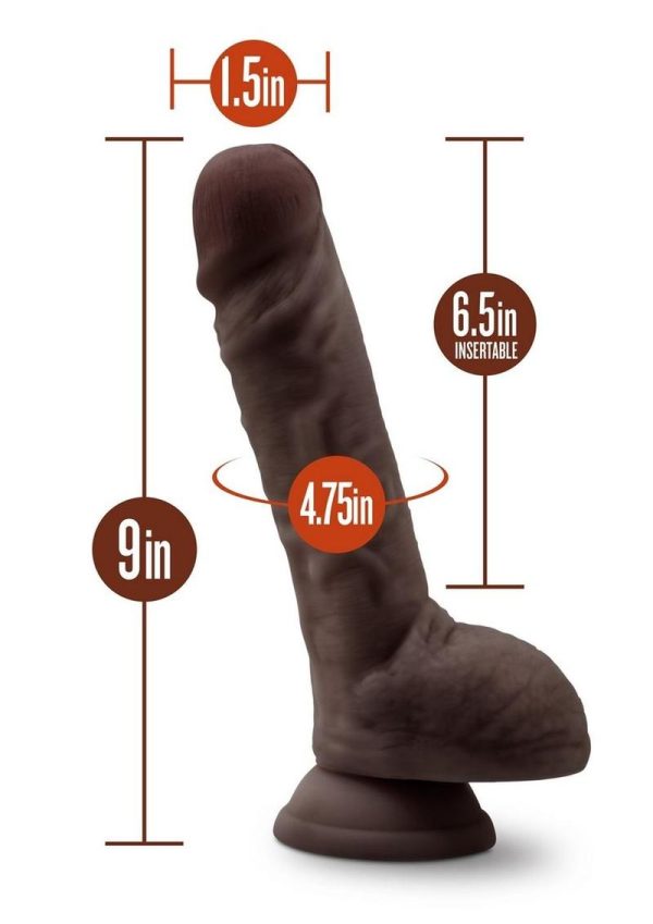 Dr. Skin Platinum Collection Silicone Dr. Mason Dildo with Balls and Suction Cup 9in - Chocolate