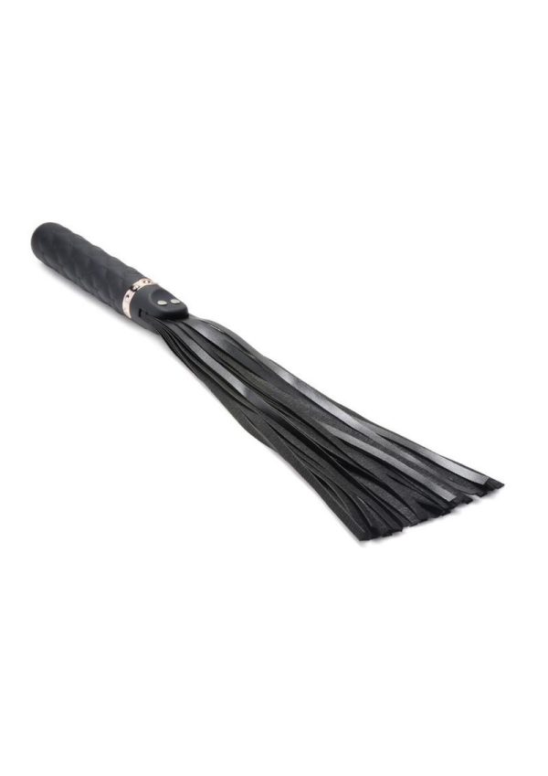 Master Series Vibra-Lasher 9X Vibrating Silicone Dildo Flogger - Black