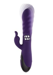 Rascally Rabbit Rechargeable Silicone Thrusting Rotating Vibrator - Purple