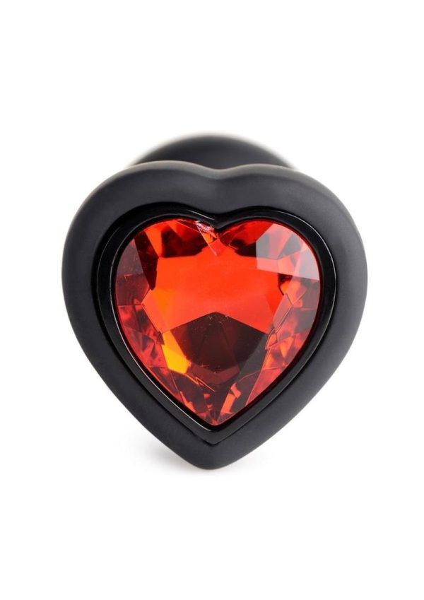 Booty Sparks 28X Rechargeable Silicone Vibrating Heart Anal Plug with Remote Control - Small - Red