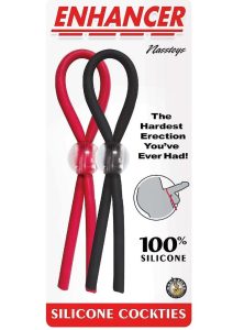Enhancer Silicone Cock Ties - Red/Black