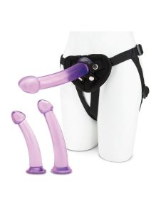 Lux Fetish Size Up Dildo and Harness Pegging Training Set (3 Piece) - Purple