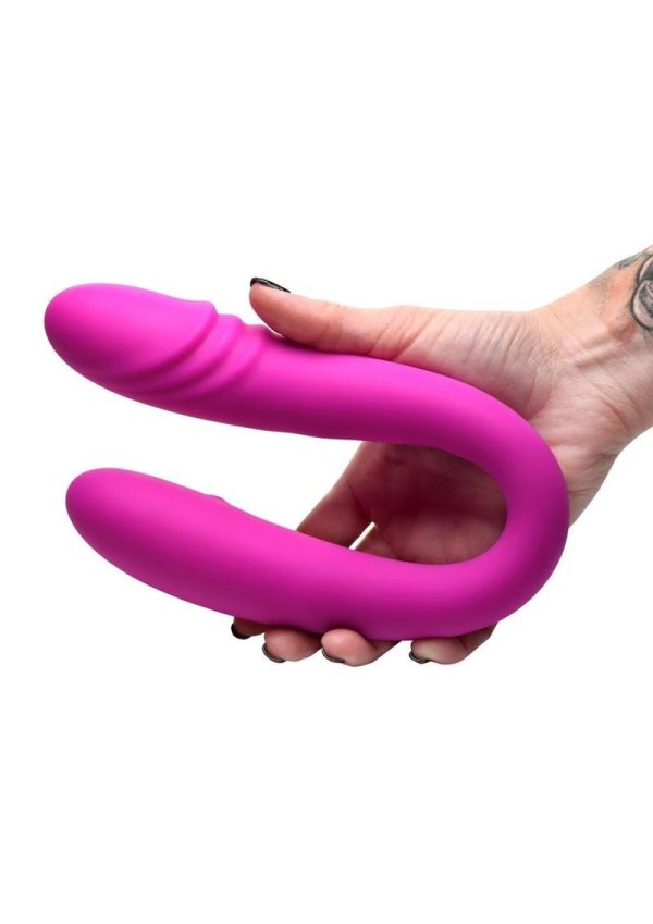 Inmi 7X Double Down Rechargeable Silicone Double Dildo with Remote Control - Purple
