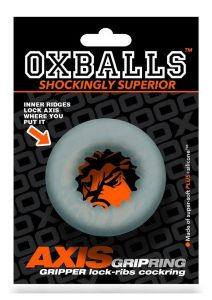 Oxballs Axis Rib Griphold Cock Ring - Clear Ice