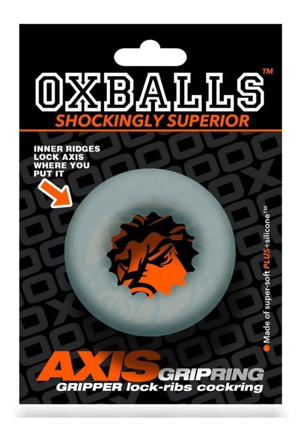 Oxballs Axis Rib Griphold Cock Ring - Clear Ice