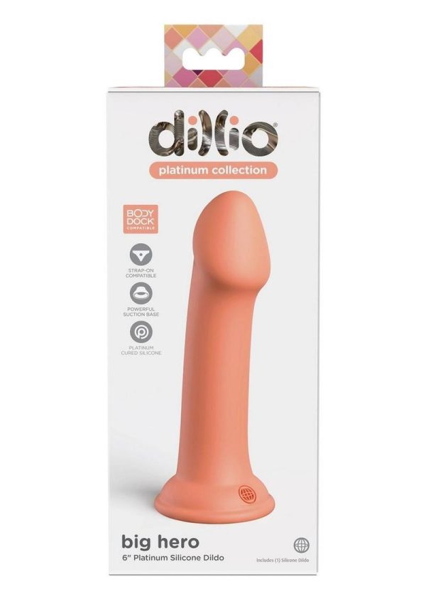 Dillio Platinum Big Hero Silicone Dildo 6in - Orange