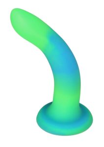 Addiction Rave Silicone Glow In The Dark Dildo 8in - Blue/Green