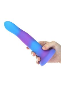 Addiction Rave Silicone Glow In The Dark Dildo 8in - Blue/Purple