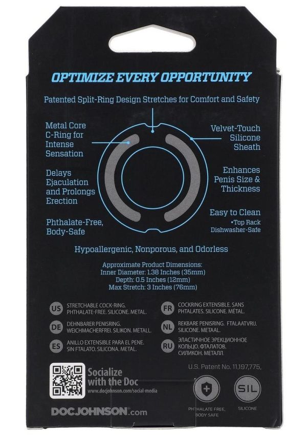 OptiMALE Flexisteel Soft Silicone With Inner Metal Core Cock Ring 35mm - Black