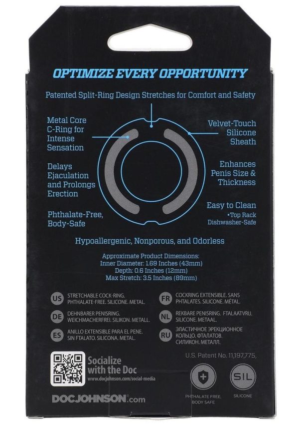 OptiMALE Flexisteel Soft Silicone With Inner Metal Core Cock Ring 43mm - Blue
