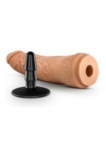 Lock On Hexanite Dildo with Suction Cup Adapter 7.5in - Caramel