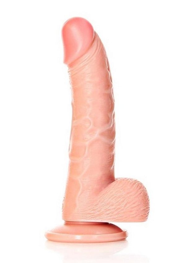 RealRock Curved Realistic Dildo with Balls and Suction Cup 6in - Vanilla