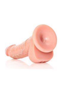 RealRock Curved Realistic Dildo with Balls and Suction Cup 6in - Vanilla