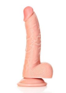 RealRock Curved Realistic Dildo with Balls and Suction Cup 7in - Vanilla