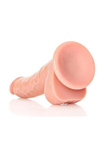 RealRock Curved Realistic Dildo with Balls and Suction Cup 7in - Vanilla