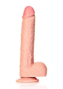 RealRock Straight Realistic Dildo with Balls and Suction Cup 10in - Vanilla