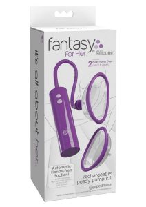 Fantasy For Her Rechargeable Pleasure Pump Kit with Wired Remote Control - Purple/Clear